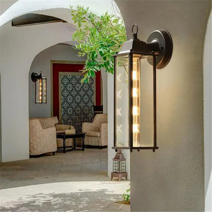 Wrought iron black finish wall lantern outdoor porch light