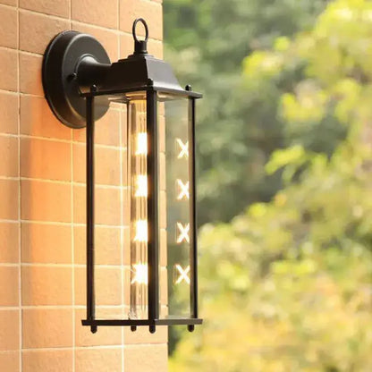 Wrought iron black finish wall lantern outdoor porch light