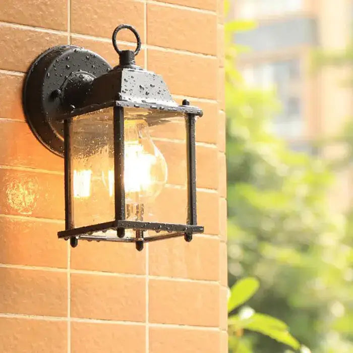 Wrought iron black finish wall lantern outdoor porch light