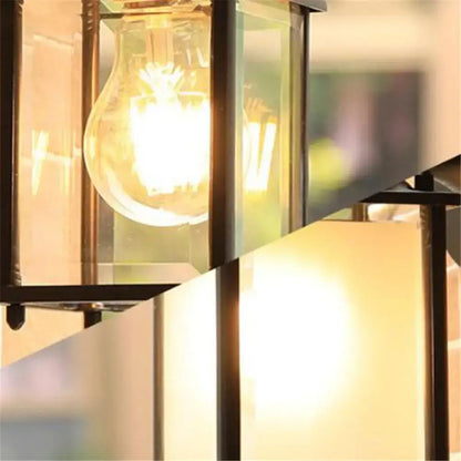 Wrought iron black finish wall lantern outdoor porch light