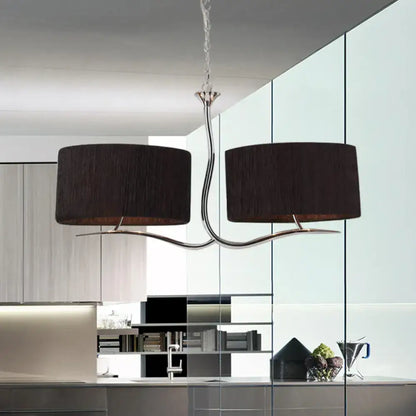 Wrought iron black & white fabric pendant light for dining room
