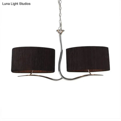 Wrought iron black & white fabric pendant light for dining room