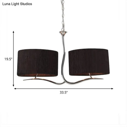 Wrought iron black & white fabric pendant light for dining room