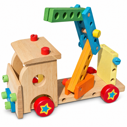 Set of Wooden Truck with Building Tools