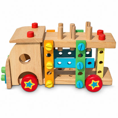 Set of Wooden Truck with Building Tools