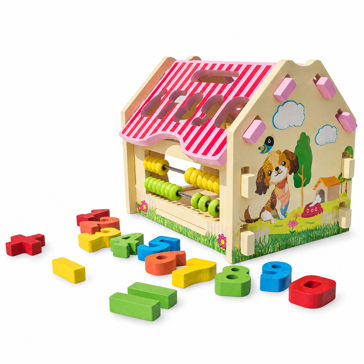 Wooden Counting House with Numbers & Abacus