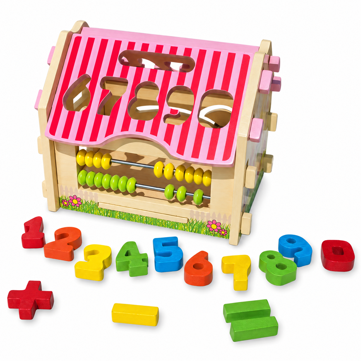 Wooden Counting House with Numbers & Abacus