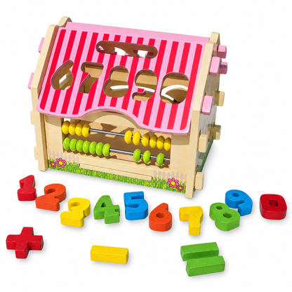Wooden Counting House with Numbers & Abacus