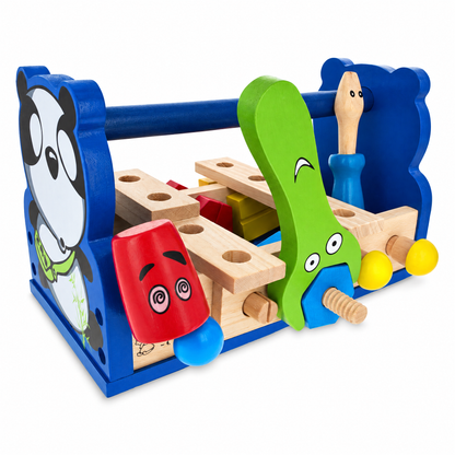 21 Pieces Construction Building Tools in Wooden Toolbox