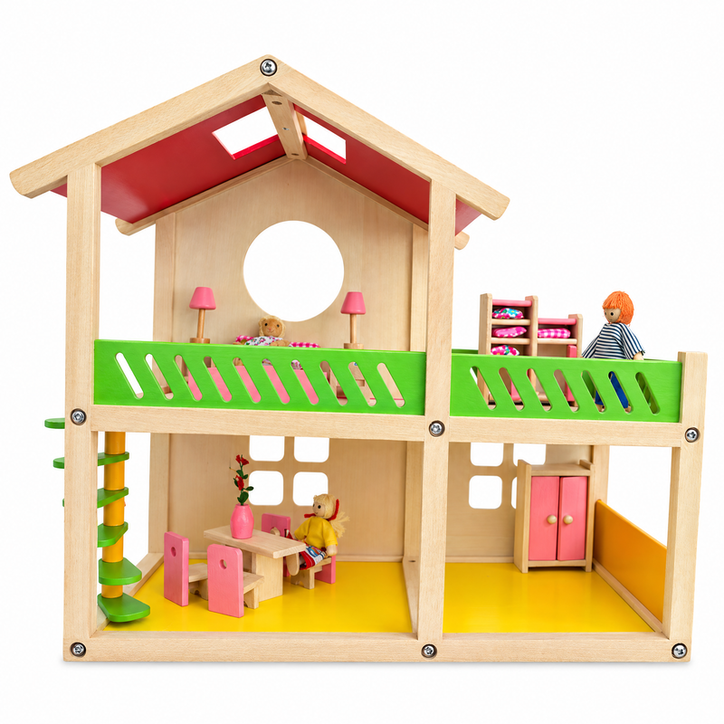 1 Bedroom Wooden Toy House 18.5 Inches