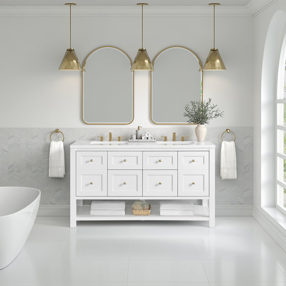 James Martin Breckenridge 60" Double Bathroom Vanity, Bright White