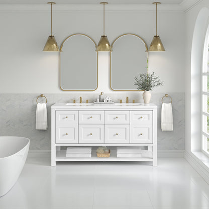 James Martin Breckenridge 60" Double Bathroom Vanity, Bright White