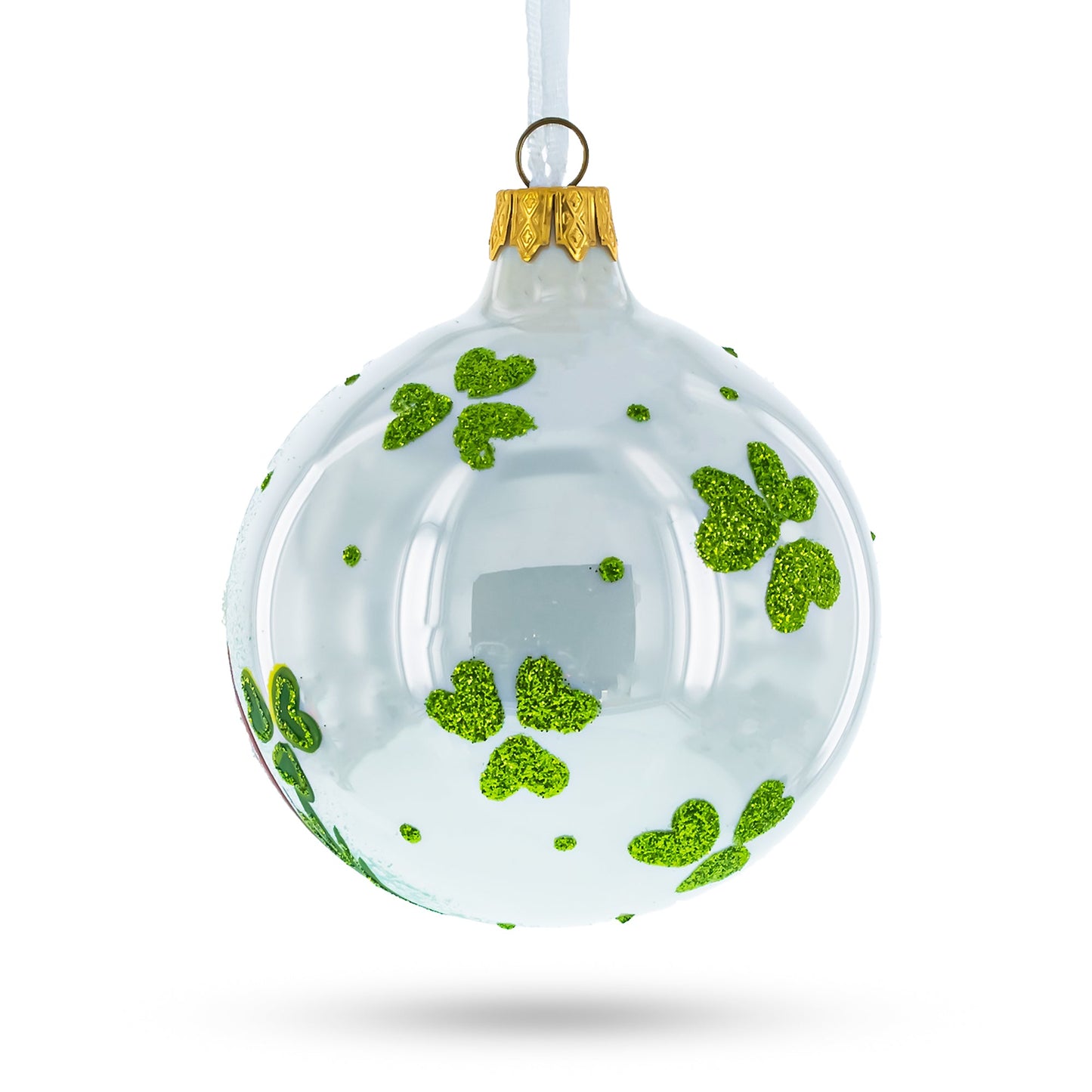 Charming Irish Leprechaun Glass Christmas Ornament 4 Inches