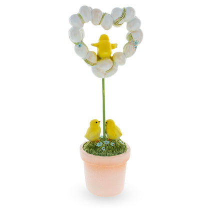Easter Chick Egg Topiary Wreath Pot Tabletop Spring Decor 12.5 Inches Tall