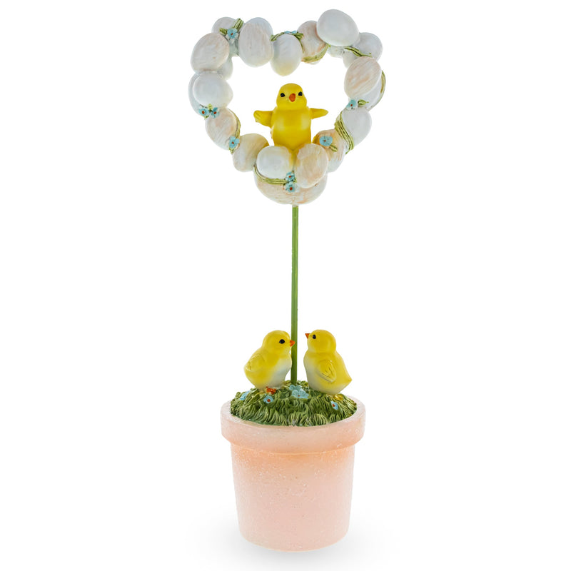 Easter Chick Egg Topiary Wreath Pot Tabletop Spring Decor 12.5 Inches Tall