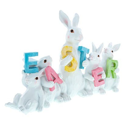 Festive Spring Bunny Figurine Display Spelling EASTER for Holiday Decor 8.7 Inches Tall