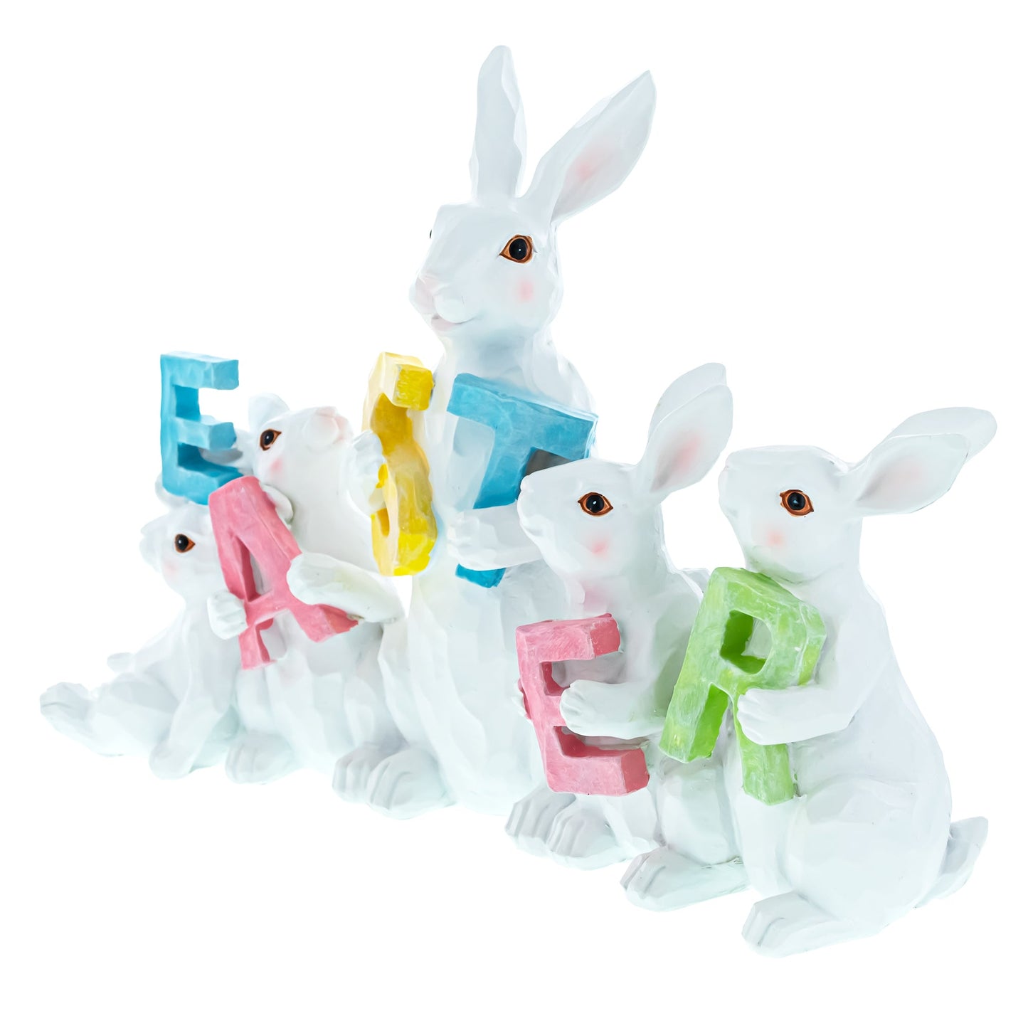 Festive Spring Bunny Figurine Display Spelling EASTER for Holiday Decor 8.7 Inches Tall