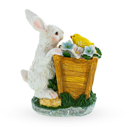 Hand Painted Bunny with Yellow Chick Easter Tabletop Decor 7 Inches Tall