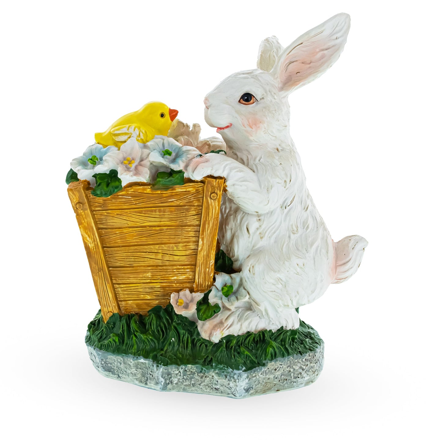 Hand Painted Bunny with Yellow Chick Easter Tabletop Decor 7 Inches Tall