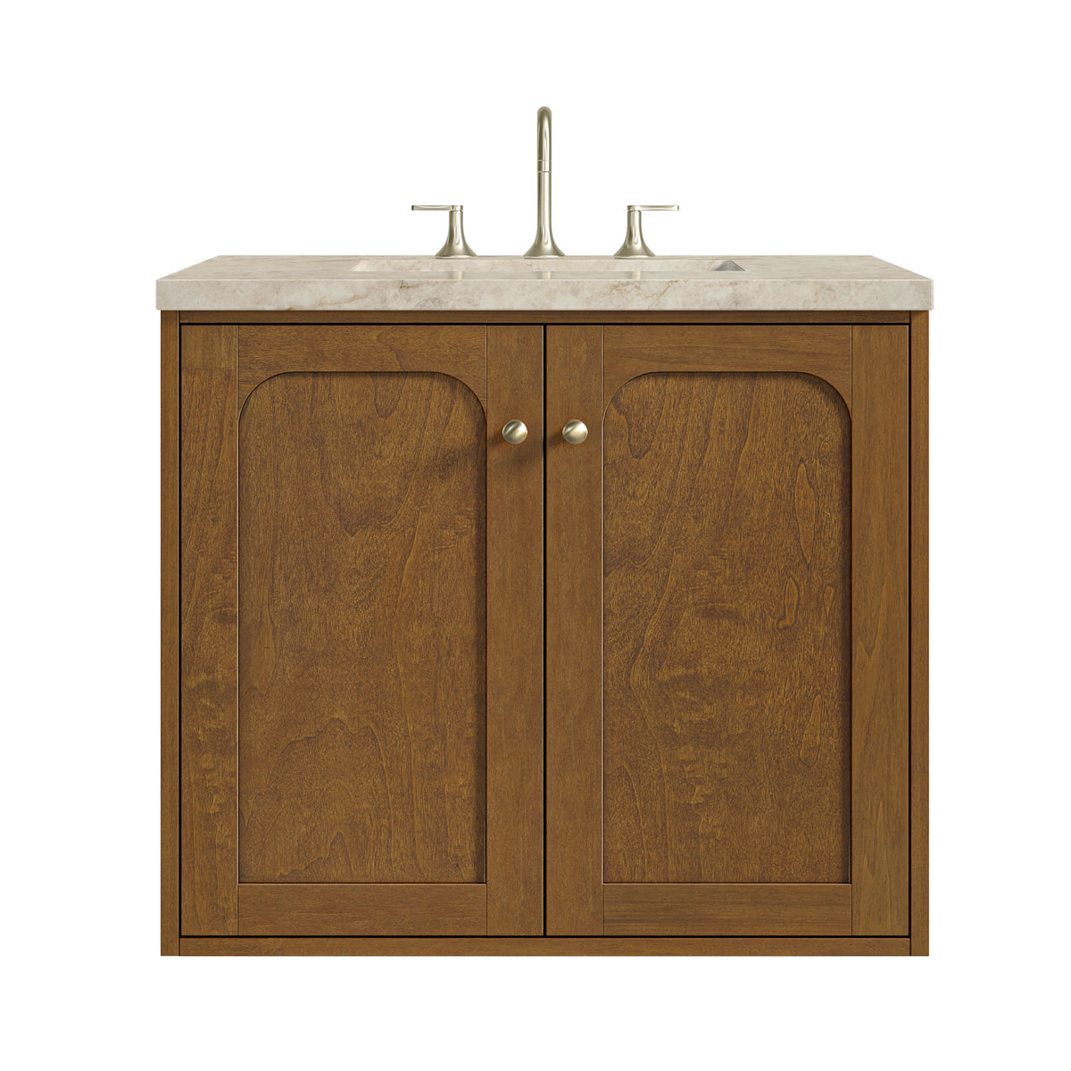 James Martin Laurent 30" Dual Mount Single Bathroom Vanity, Honey Oak
