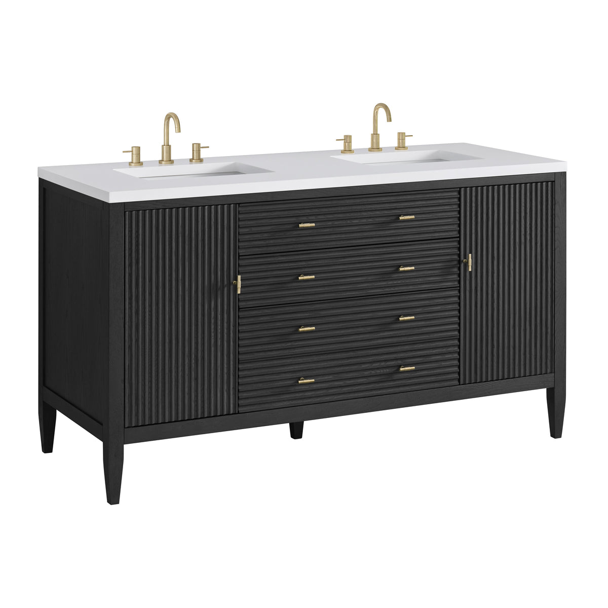 James Martin Myrrin 60" Double Bathroom Vanity, Carbon Oak