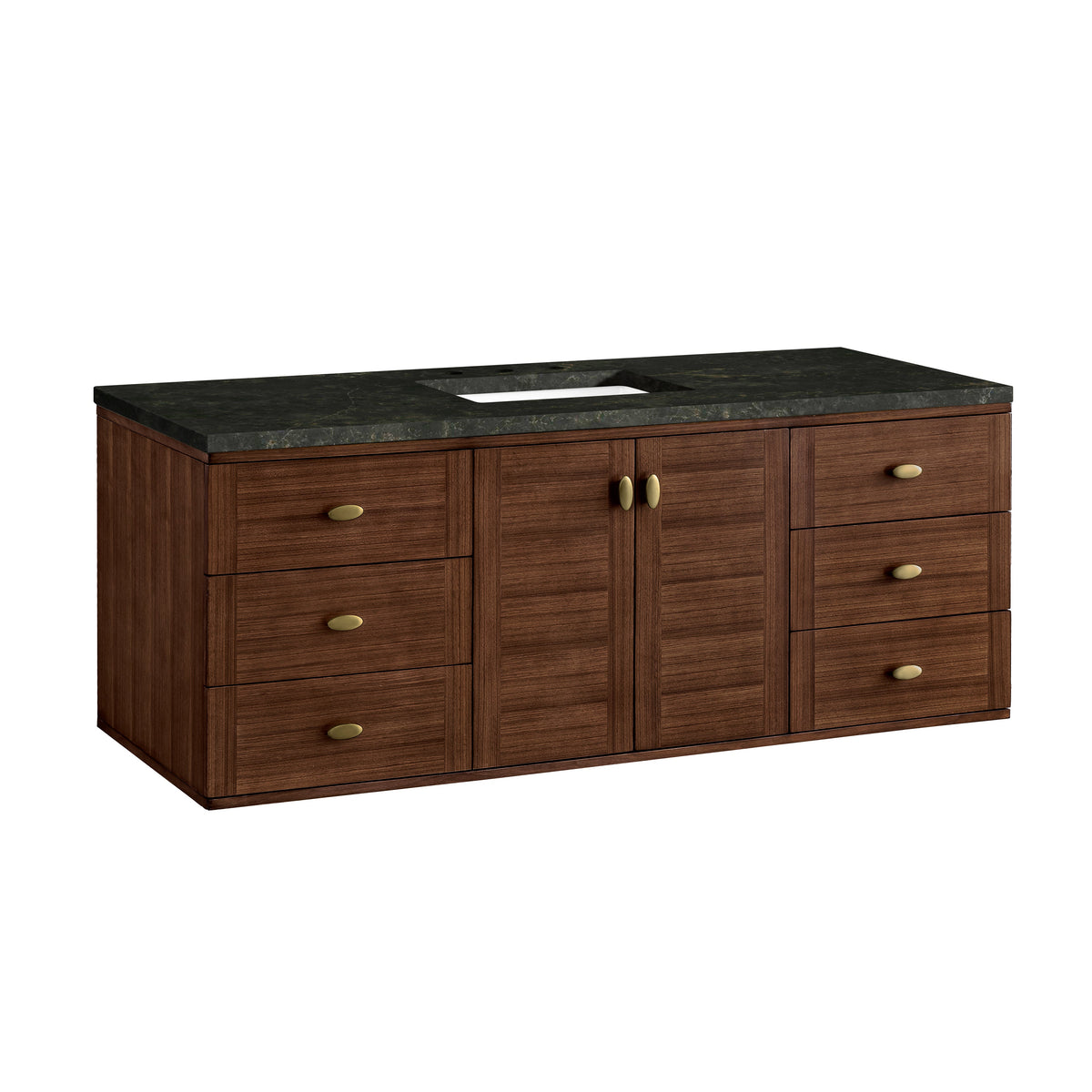 James Martin Amberly 60" Dual Mount Single Bathroom Vanity, Mid-Century Walnut