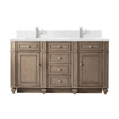 James Martin Bristol 60" Double Bathroom Vanity, Whitewashed Walnut