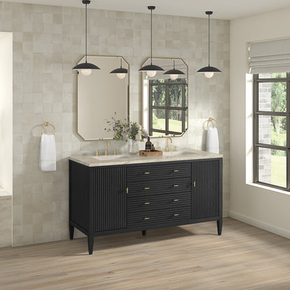 James Martin Myrrin 60" Double Bathroom Vanity, Carbon Oak