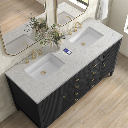 James Martin Myrrin 60" Double Bathroom Vanity, Carbon Oak