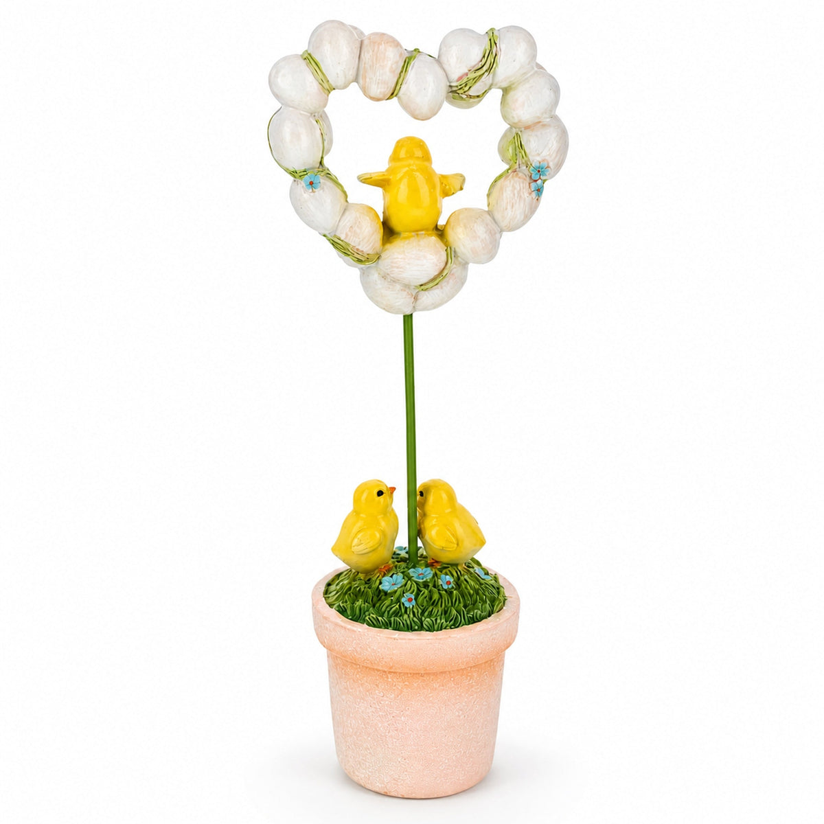 Easter Chick Egg Topiary Wreath Pot Tabletop Spring Decor 12.5 Inches Tall