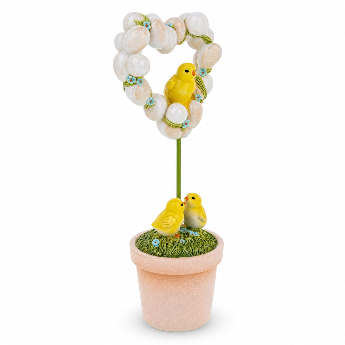 Easter Chick Egg Topiary Wreath Pot Tabletop Spring Decor 12.5 Inches Tall