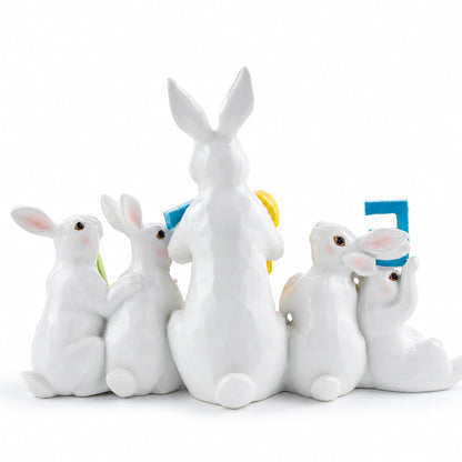 Festive Spring Bunny Figurine Display Spelling EASTER for Holiday Decor 8.7 Inches Tall