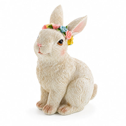 Bunny with Textured Fur Figurine  Elegant Spring & Easter Rabbit Decoration 4.2 Inches