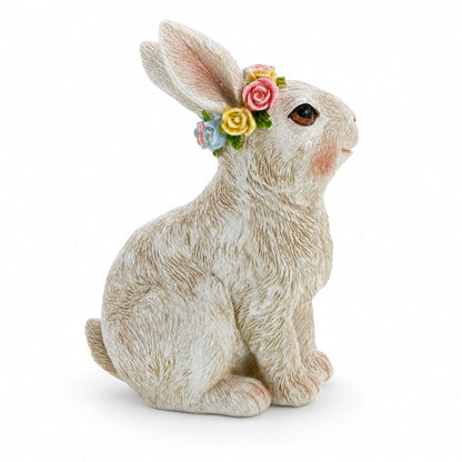 Bunny with Textured Fur Figurine  Elegant Spring & Easter Rabbit Decoration 4.2 Inches