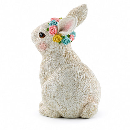 Bunny with Textured Fur Figurine  Elegant Spring & Easter Rabbit Decoration 4.2 Inches