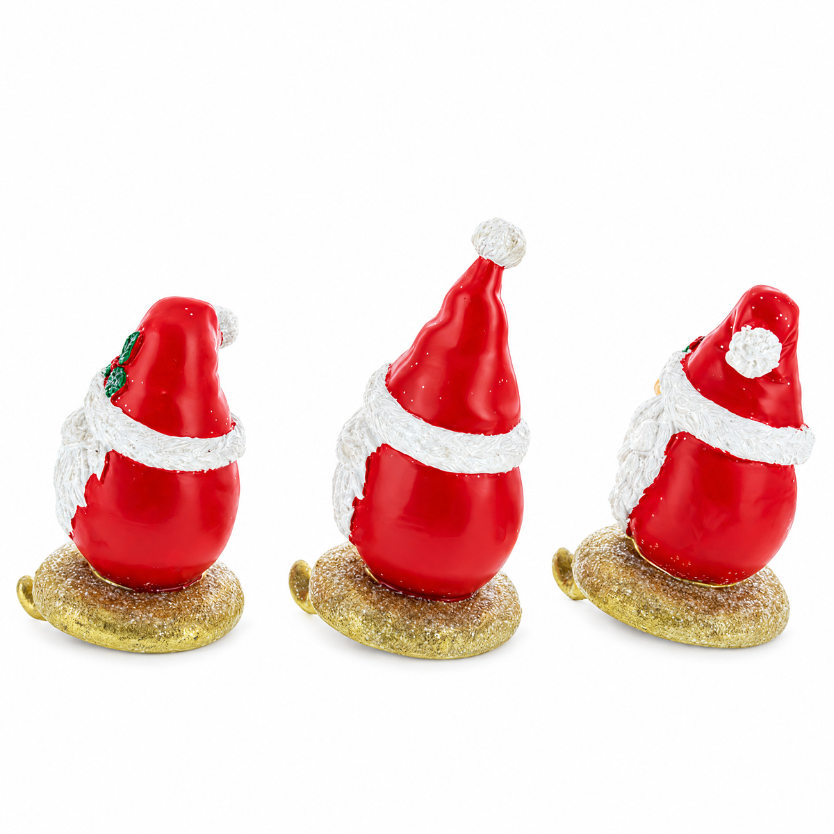 Set of 3 Santa Gnome Stocking Holders - Festive Christmas Mantel Hooks