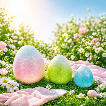 Set of 3 Gradient Jumbo Easter Eggs With Pastel Finish 8 Inches Tall