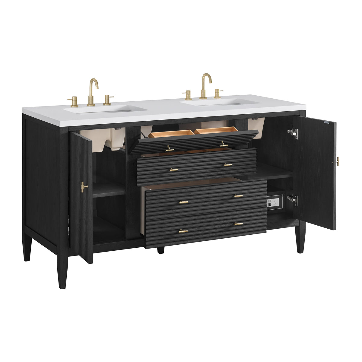 James Martin Myrrin 60" Double Bathroom Vanity, Carbon Oak