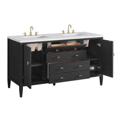 James Martin Myrrin 60" Double Bathroom Vanity, Carbon Oak