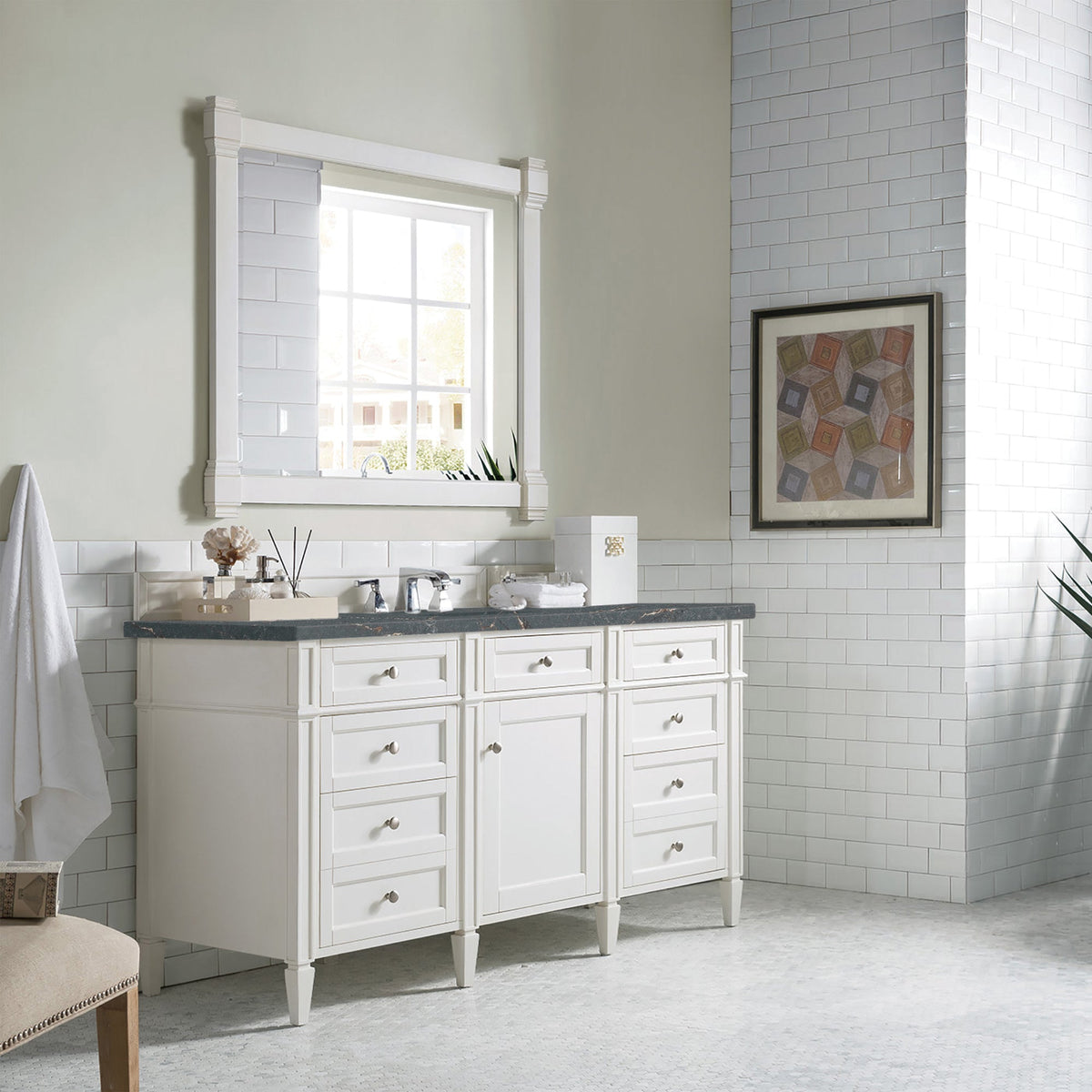 James Martin Brittany 60" Single Bathroom Vanity, Bright White