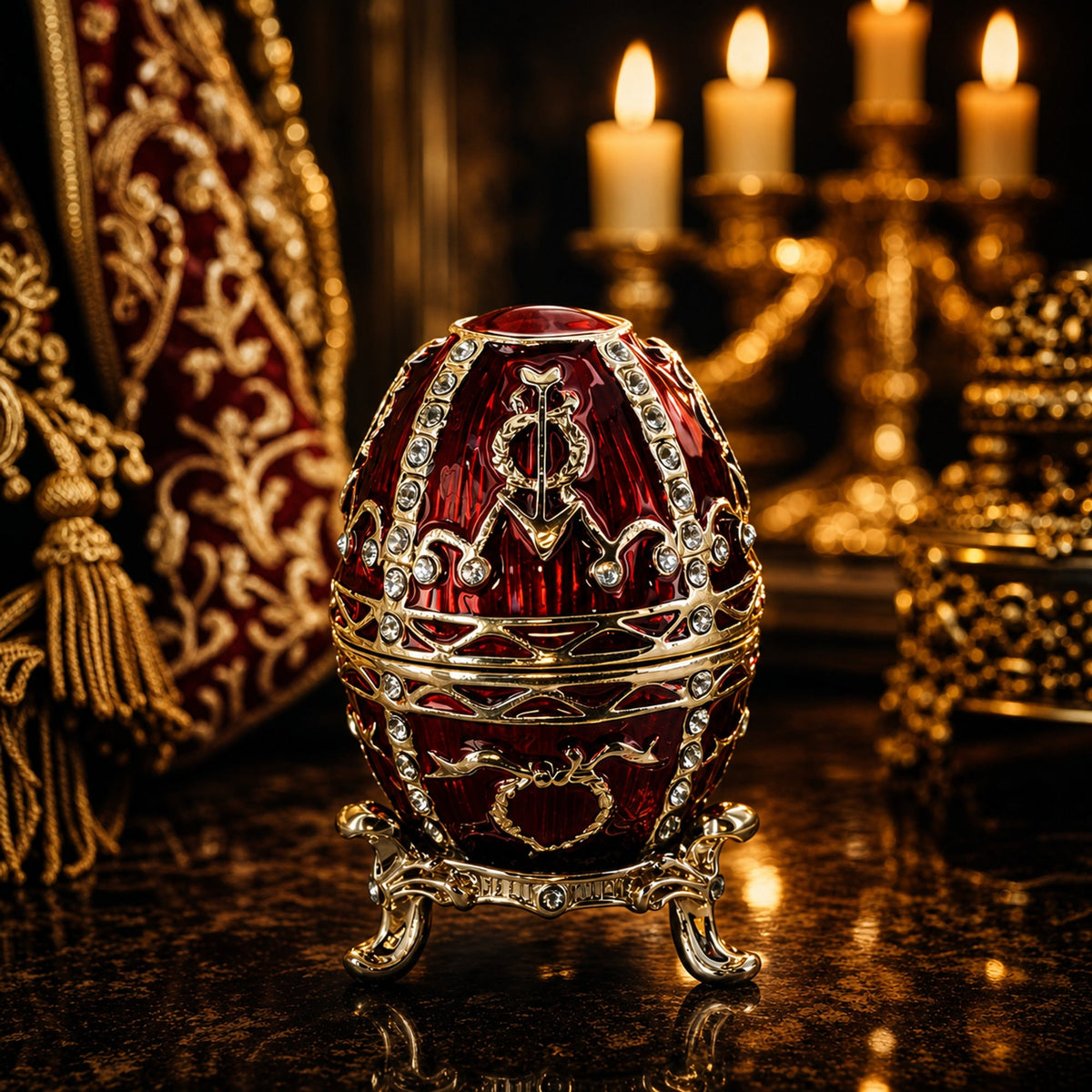 1895 Rosebud Royal Imperial Metal Easter Egg 2.5 Inches
