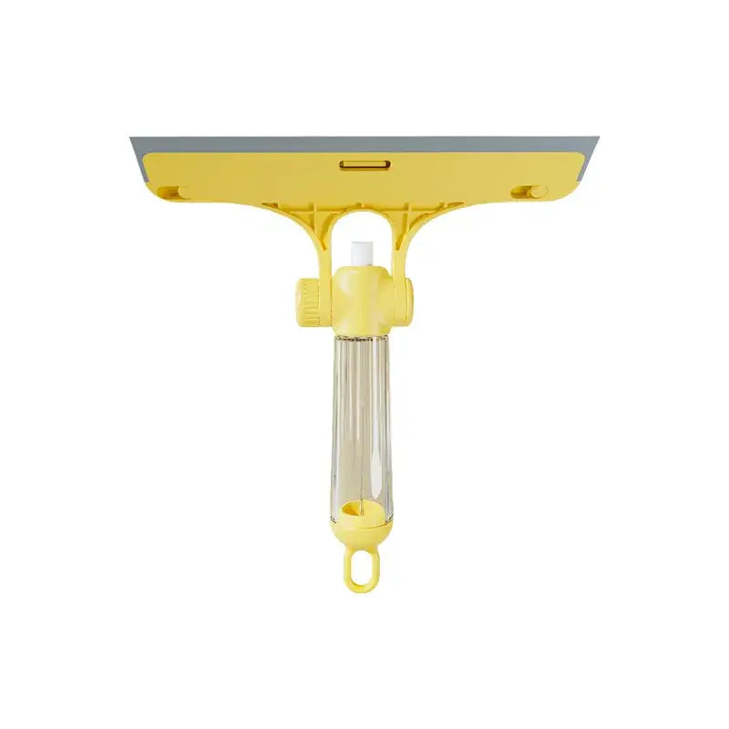 Yellow 4-in-1 window cleaning brush with squeegee for kitchen glass