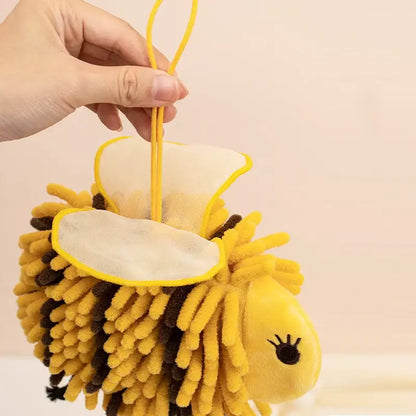 Yellow and black bee shape chenille hand towel for bathroom