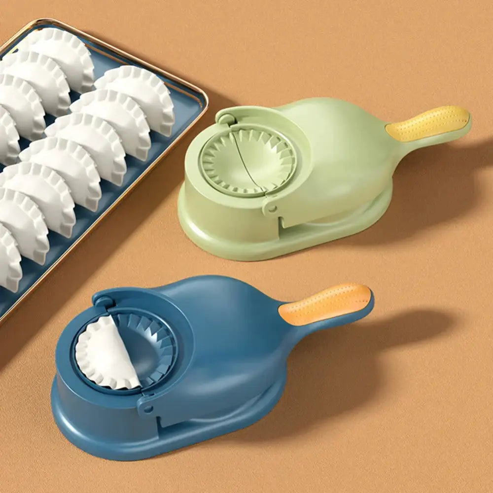 Yellow and blue 2-in-1 dumpling maker set kitchen dough press tool
