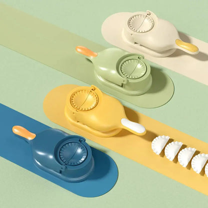 Yellow and blue 2-in-1 dumpling maker set kitchen dough press tool