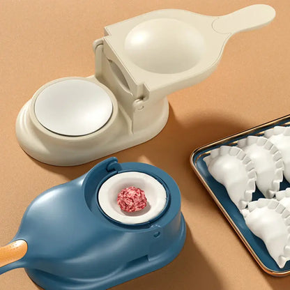 Yellow and blue 2-in-1 dumpling maker set kitchen dough press tool