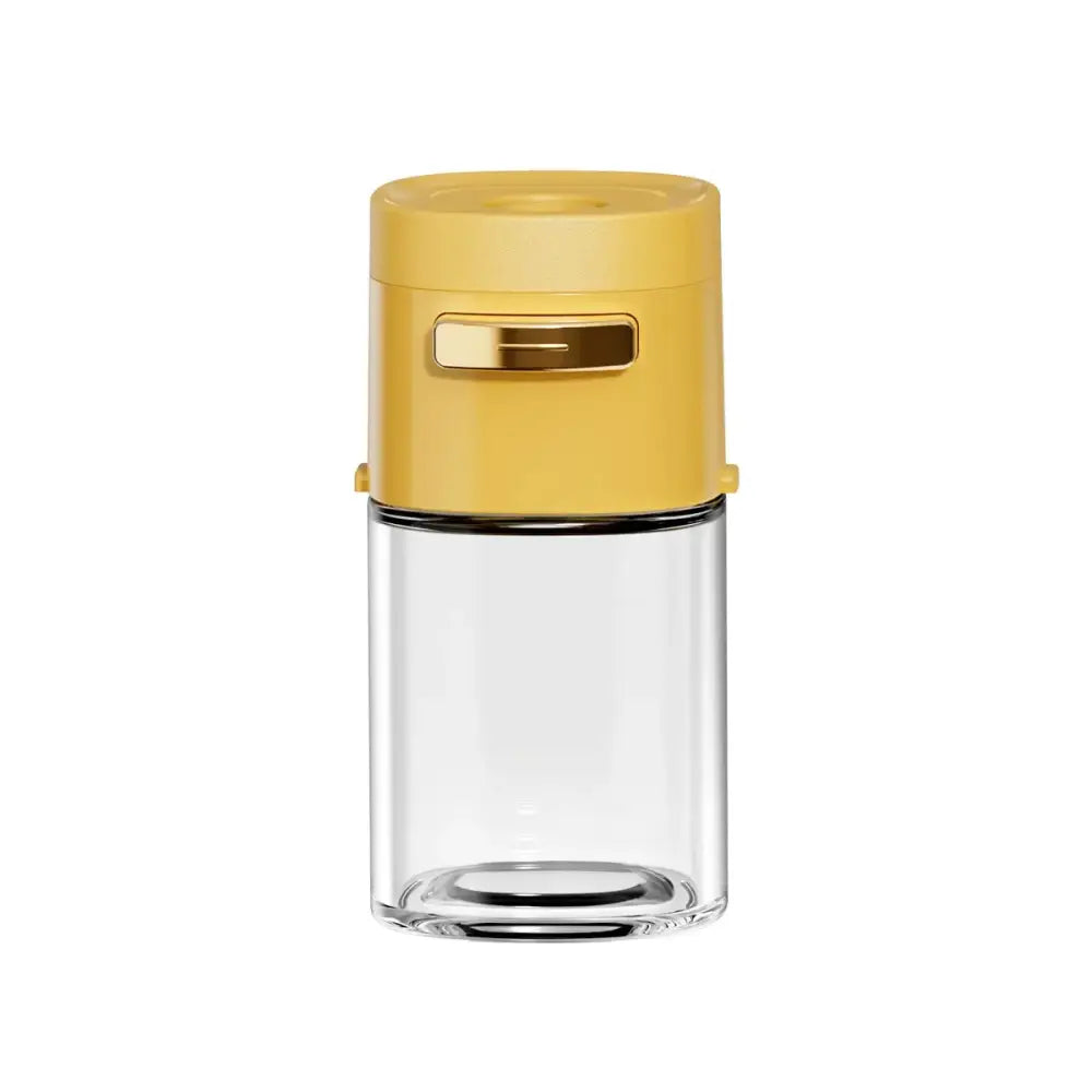Yellow and clear glass spice dispenser kitchen salt grinder