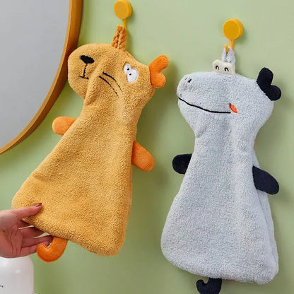 Yellow and gray cartoon animal hand towel kitchen dishcloth