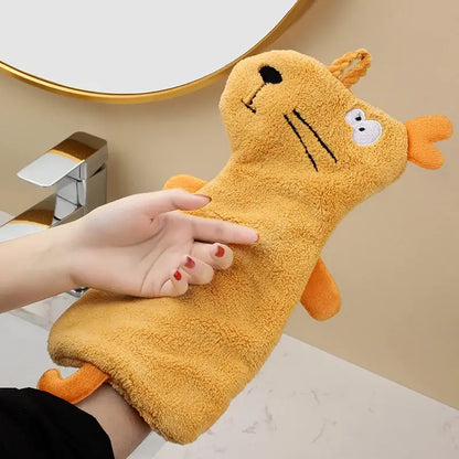 Yellow and gray cartoon animal hand towel kitchen dishcloth