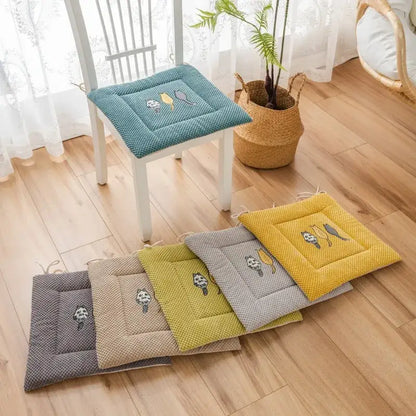Yellow and gray cartoon embroidered seat cushions dining room pad